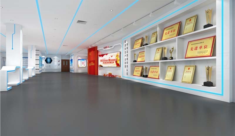 動線設(shè)計(jì)+靜謐色彩搭配，塑造品牌形象——南寧企業(yè)展廳設(shè)計(jì)裝修案例賞析—燦源裝飾